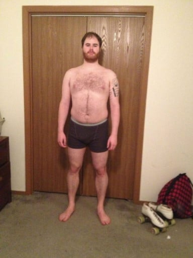 A photo of a 6'0" man showing a fat loss from 225 pounds to 219 pounds. A net loss of 6 pounds.