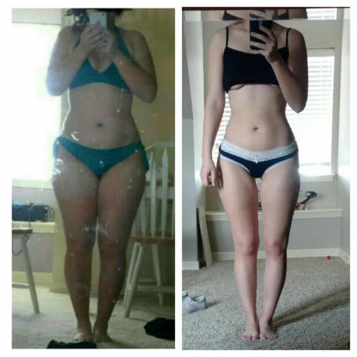Before and After 32 lbs Weight Loss 5 foot 2 Female 157 lbs to 125 lbs