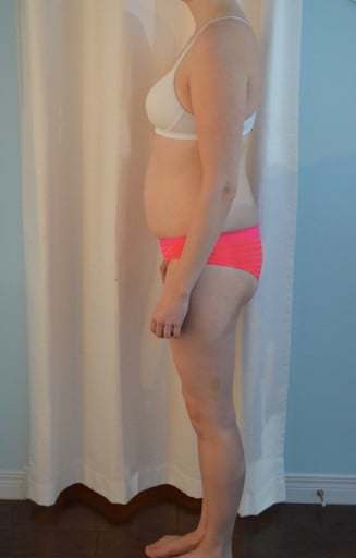 A progress pic of a 5'10" woman showing a snapshot of 161 pounds at a height of 5'10