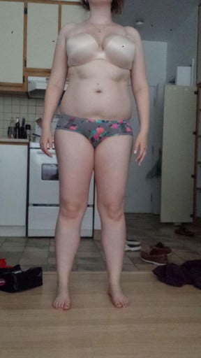 A photo of a 5'6" woman showing a snapshot of 160 pounds at a height of 5'6