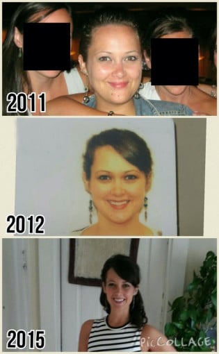 A picture of a 5'6" female showing a weight loss from 210 pounds to 185 pounds. A net loss of 25 pounds.