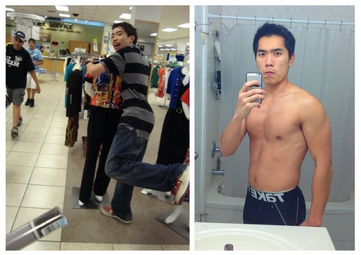5 feet 11 Male Progress Pics of 42 lbs Muscle Gain 120 lbs to 162 lbs