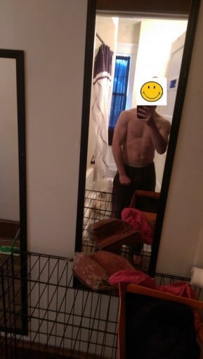 A picture of a 5'5" male showing a fat loss from 138 pounds to 132 pounds. A net loss of 6 pounds.