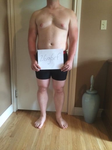A photo of a 5'8" man showing a snapshot of 216 pounds at a height of 5'8