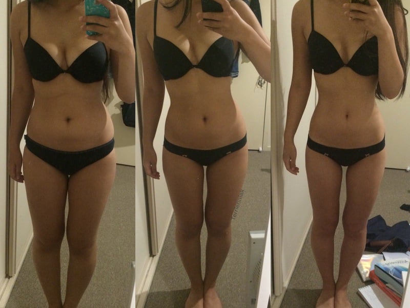 10 lbs Fat Loss Before and After 5 foot 1 Female 120 lbs to 110 lbs.