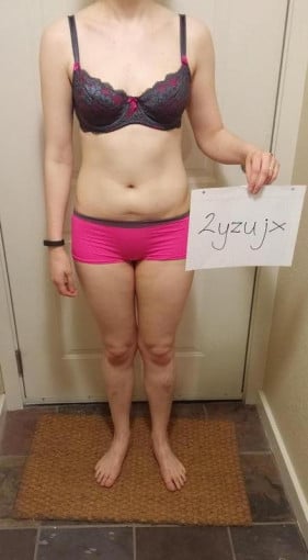 A photo of a 5'8" woman showing a snapshot of 140 pounds at a height of 5'8