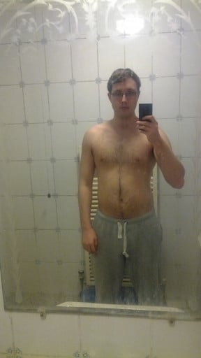 A progress pic of a 6'1" man showing a weight loss from 198 pounds to 165 pounds. A total loss of 33 pounds.