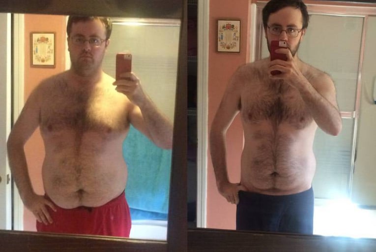 A picture of a 5'10" male showing a weight loss from 226 pounds to 179 pounds. A respectable loss of 47 pounds.