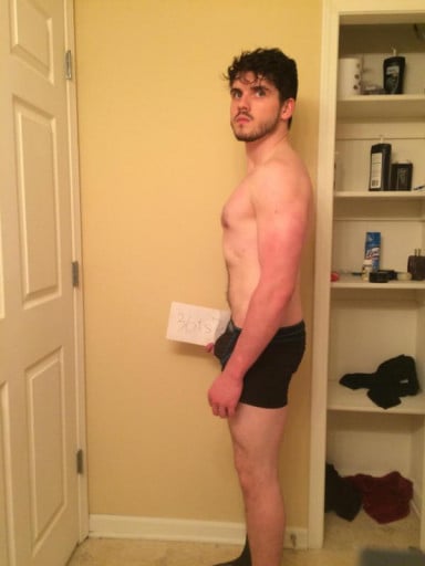 A progress pic of a 5'11" man showing a snapshot of 183 pounds at a height of 5'11