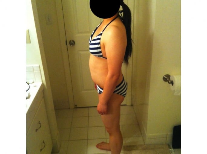 A photo of a 5'3" woman showing a snapshot of 140 pounds at a height of 5'3