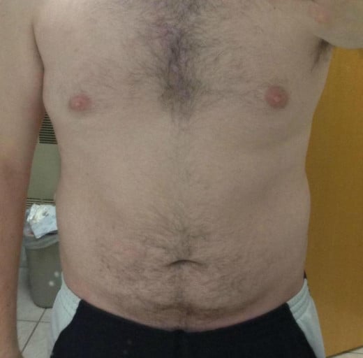 A photo of a 5'11" man showing a fat loss from 215 pounds to 197 pounds. A respectable loss of 18 pounds.