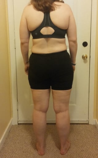 A photo of a 5'6" woman showing a snapshot of 177 pounds at a height of 5'6