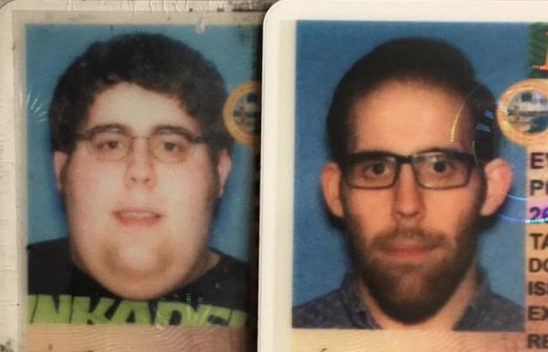 A picture of a 6'0" male showing a weight loss from 506 pounds to 216 pounds. A total loss of 290 pounds.