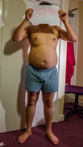 A picture of a 5'8" male showing a snapshot of 195 pounds at a height of 5'8