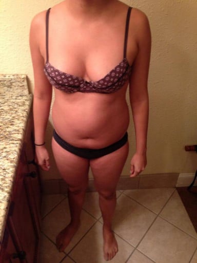 A progress pic of a 5'5" woman showing a snapshot of 125 pounds at a height of 5'5