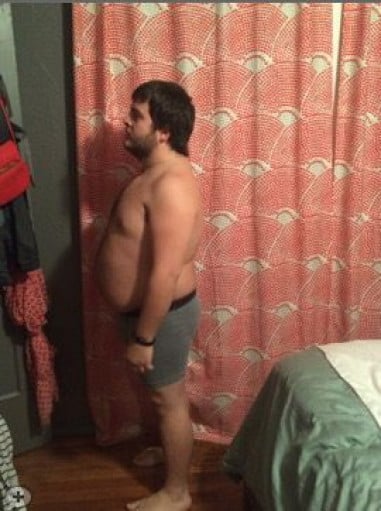 A before and after photo of a 5'3" male showing a weight cut from 215 pounds to 185 pounds. A respectable loss of 30 pounds.