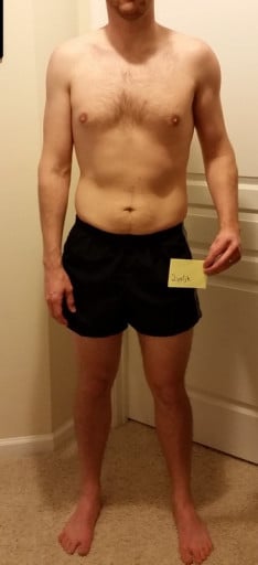 A progress pic of a 6'0" man showing a snapshot of 187 pounds at a height of 6'0