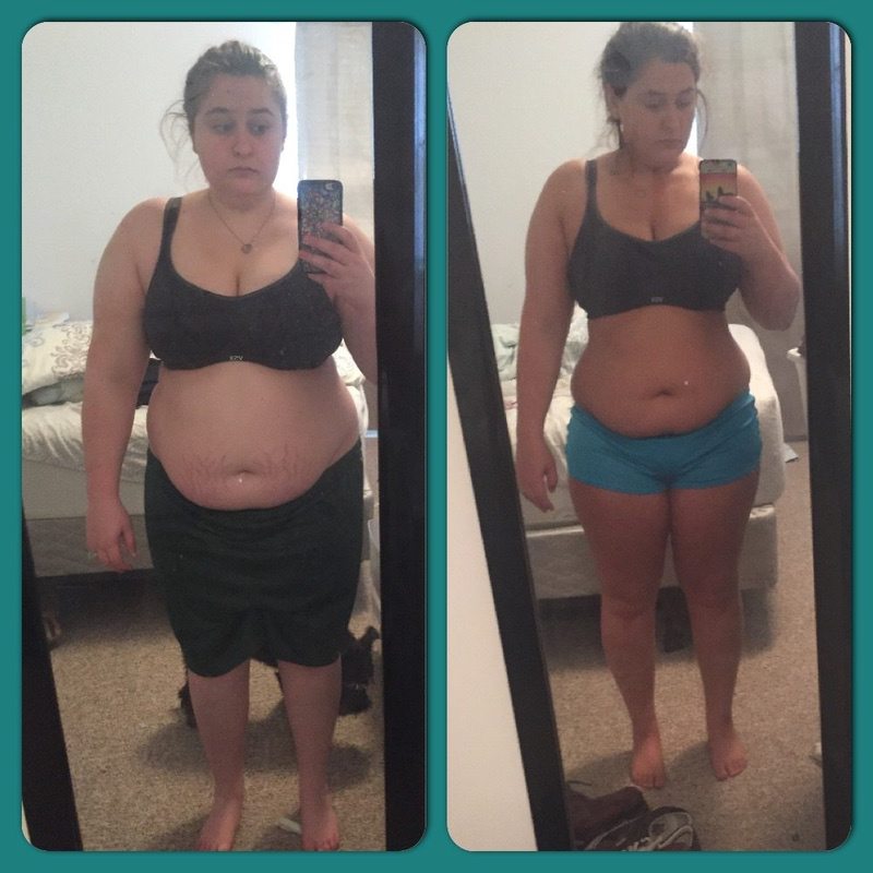 42 lbs Fat Loss Before and After 5 feet 1 Female 240 lbs to 198 lbs