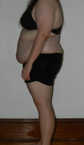 A picture of a 5'7" female showing a snapshot of 245 pounds at a height of 5'7