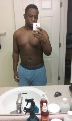 A progress pic of a 5'9" man showing a weight cut from 250 pounds to 210 pounds. A respectable loss of 40 pounds.