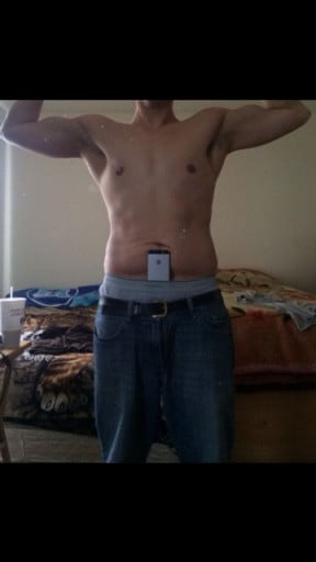 A progress pic of a 5'10" man showing a weight loss from 188 pounds to 172 pounds. A total loss of 16 pounds.