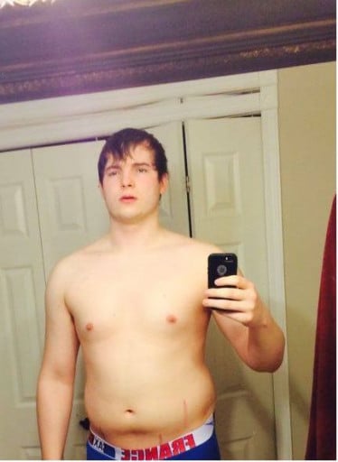 A picture of a 6'2" male showing a weight cut from 242 pounds to 223 pounds. A respectable loss of 19 pounds.