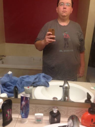 A progress pic of a 5'10" man showing a weight loss from 336 pounds to 286 pounds. A net loss of 50 pounds.