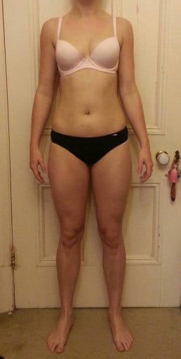 A progress pic of a 5'8" woman showing a snapshot of 138 pounds at a height of 5'8