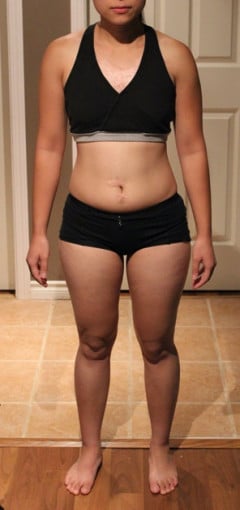 A picture of a 5'1" female showing a snapshot of 120 pounds at a height of 5'1