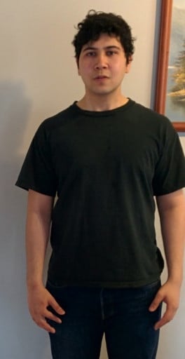 A before and after photo of a 5'9" male showing a weight loss from 220 pounds to 160 pounds. A total loss of 60 pounds.