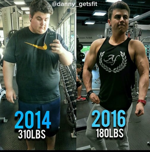 Before and After 132 lbs Fat Loss 5 foot 9 Male 312 lbs to 180 lbs