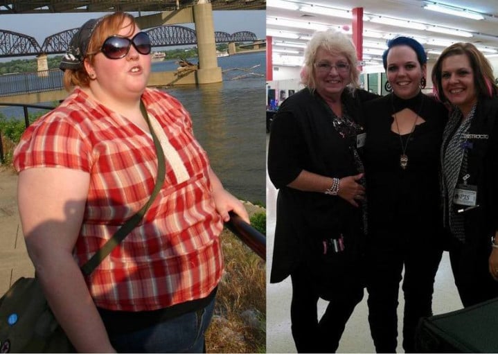5 foot 7 Female Before and After 147 lbs Fat Loss 350 lbs to 203 lbs