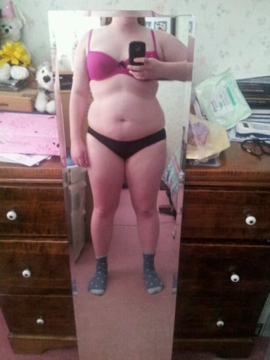 A picture of a 5'7" female showing a snapshot of 217 pounds at a height of 5'7
