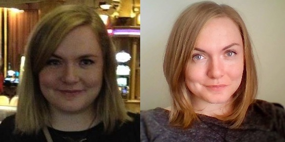 Before and After 40 lbs Weight Loss 5'7 Female 236 lbs to 196 lbs