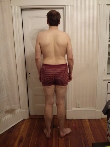 A before and after photo of a 6'3" male showing a snapshot of 198 pounds at a height of 6'3