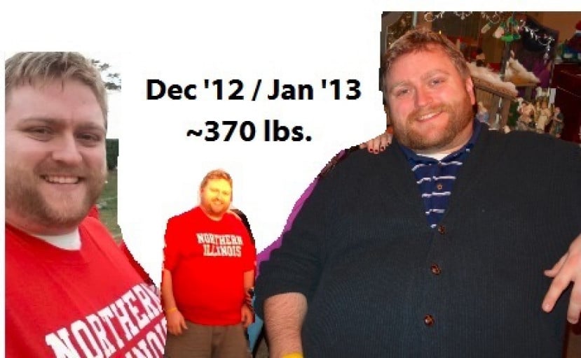 Progress Pics of 90 lbs Fat Loss 6'1 Male 375 lbs to 285 lbs
