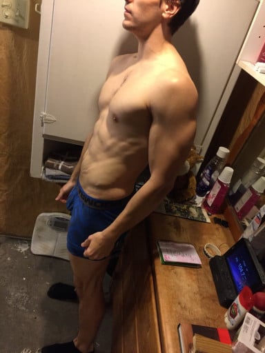 A progress pic of a 5'10" man showing a snapshot of 160 pounds at a height of 5'10