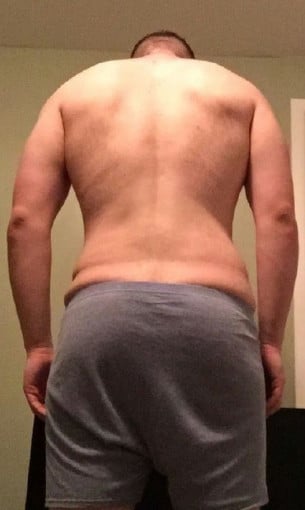 A picture of a 6'0" male showing a snapshot of 218 pounds at a height of 6'0