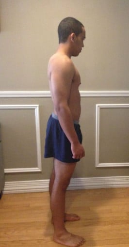 A photo of a 5'9" man showing a snapshot of 164 pounds at a height of 5'9