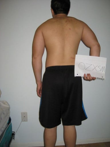A before and after photo of a 5'6" male showing a snapshot of 168 pounds at a height of 5'6