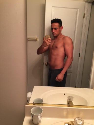 A progress pic of a 5'7" man showing a weight reduction from 170 pounds to 149 pounds. A respectable loss of 21 pounds.