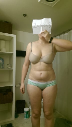A before and after photo of a 5'10" female showing a snapshot of 190 pounds at a height of 5'10