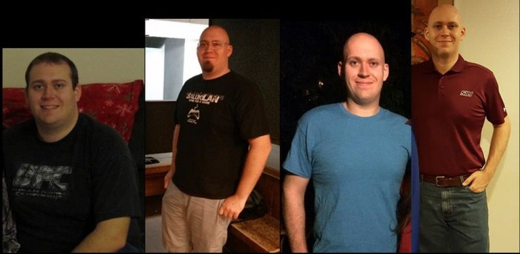 A photo of a 6'2" man showing a weight cut from 278 pounds to 218 pounds. A respectable loss of 60 pounds.