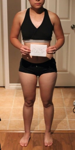 A picture of a 5'1" female showing a snapshot of 120 pounds at a height of 5'1