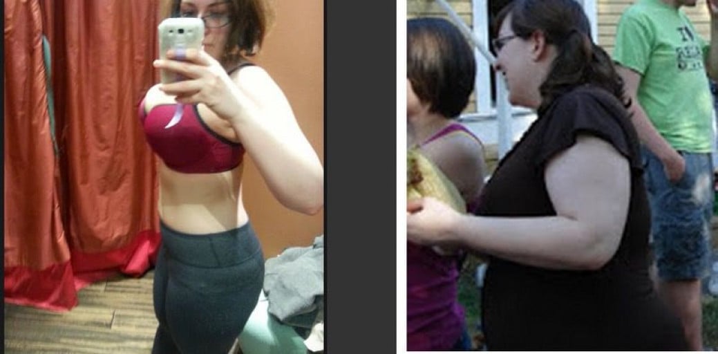 A progress pic of a 5'4" woman showing a weight cut from 237 pounds to 162 pounds. A total loss of 75 pounds.