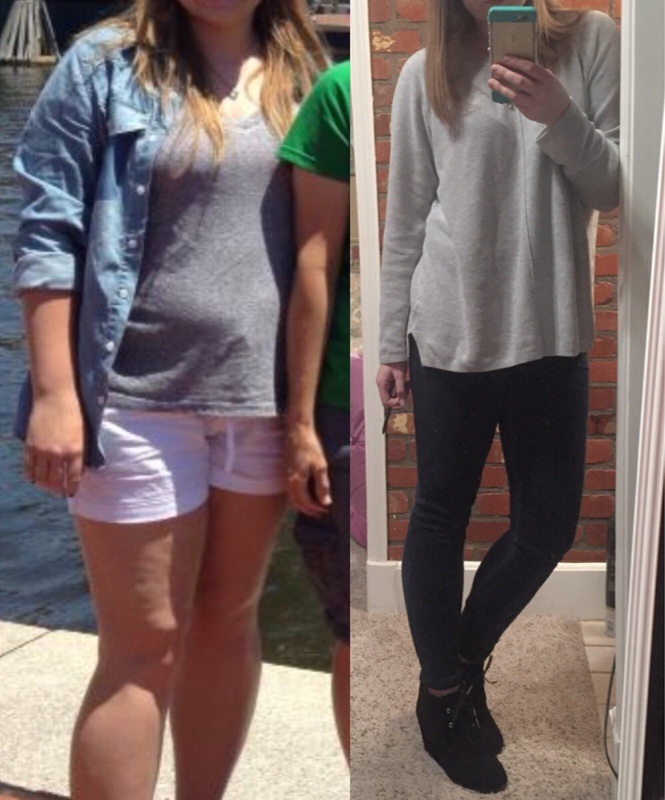 Before and After 42 lbs Fat Loss 5 foot 4 Female 185 lbs to 143 lbs