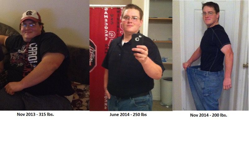 Before and After 115 lbs Weight Loss 5 foot 6 Male 315 lbs to 200 lbs