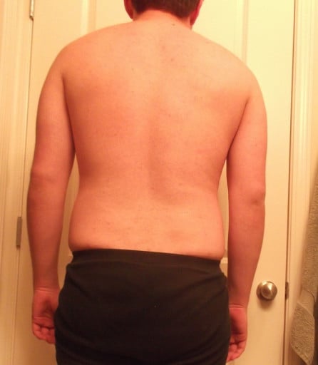 A before and after photo of a 6'0" male showing a snapshot of 225 pounds at a height of 6'0
