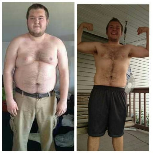 A photo of a 5'11" man showing a weight cut from 293 pounds to 233 pounds. A respectable loss of 60 pounds.