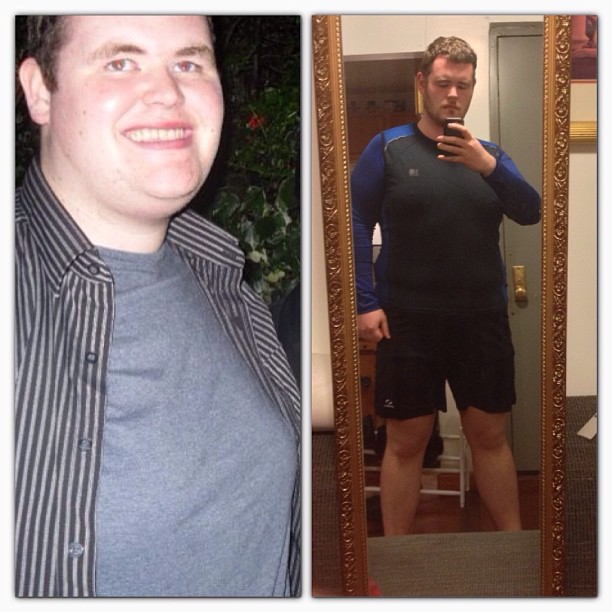 Before and After 90 lbs Weight Loss 6'1 Male 370 lbs to 280 lbs
